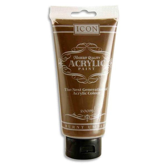 Burnt Umber Brown Acrylic Paint 200ml by Icon Art