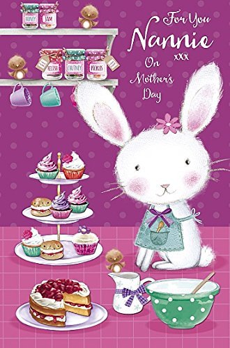 For Nannie Sweet Bunny & Cup Cake On Mother's Day Card