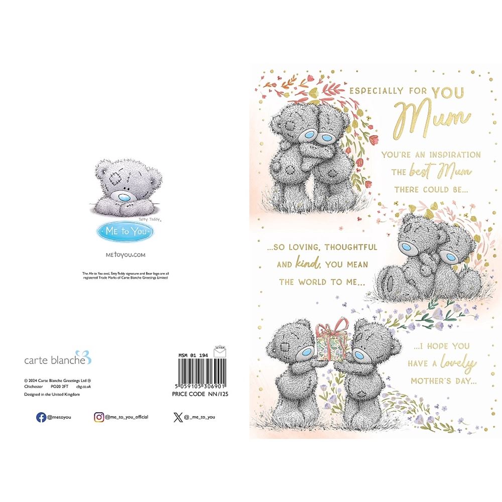 Storyboard Bears hugging Especially For You, Mum Mother's Day Card