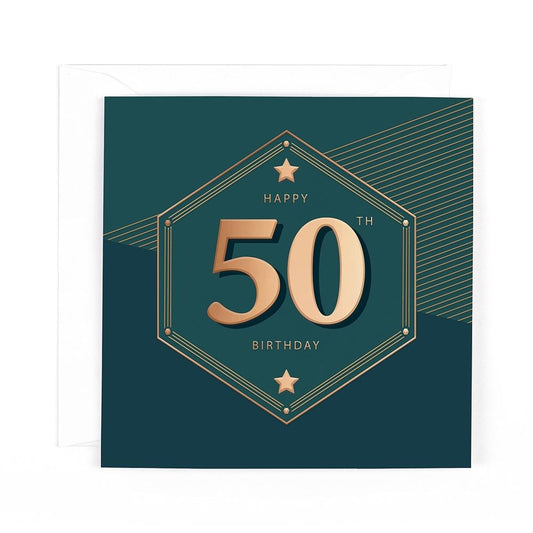 Contemporary Luxury Foiled Design 50th Birthday Card