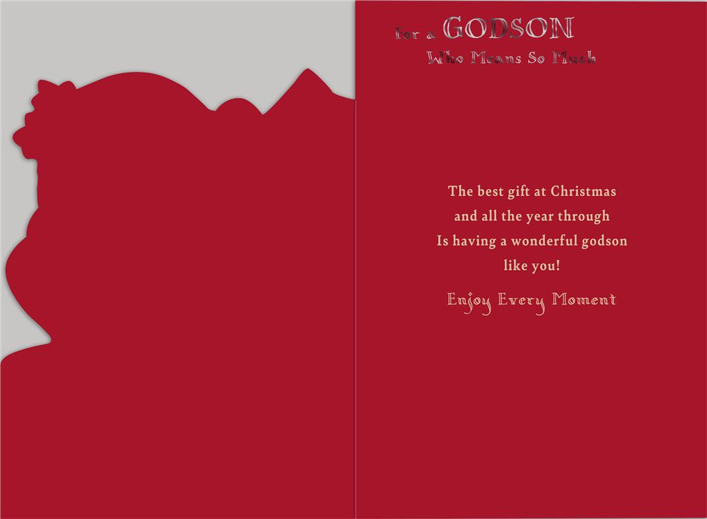 Festive Teddy Bear Design Godson Christmas Card