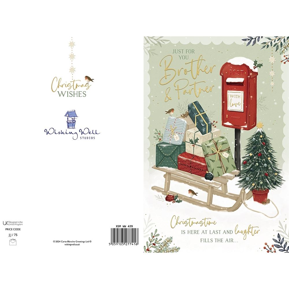 Sleigh Laden With Gifts Brother & Partner Christmas Card