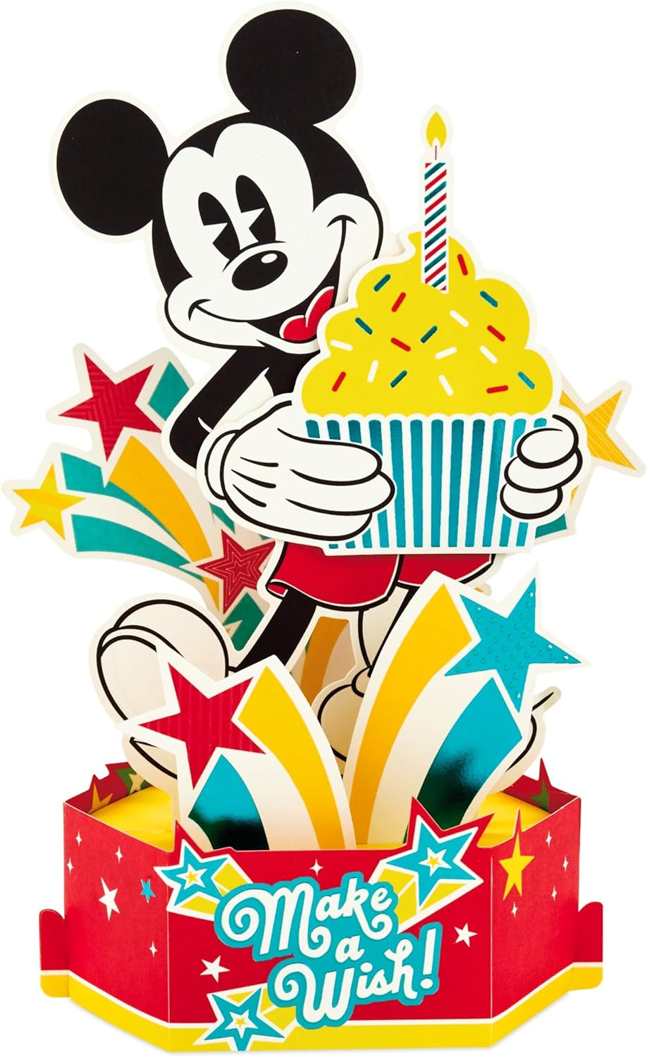 Disney Mickey Mouse with Cupcakes & Stars 3D & Pop Up Birthday Card