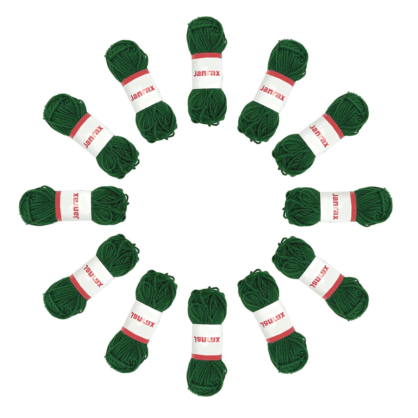 Pack of 20 Dark Green Acrylic Yarn Rolls – 10g each, 4 Strand 8 Ply Knitting Wool