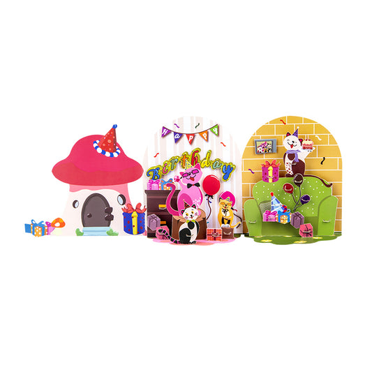 Meow Magic 3 Fold Pop Up Birthday Card