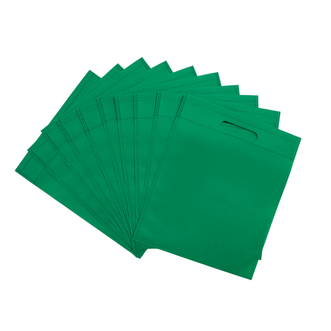 Pack of 25 Dark Green Coloured 30x25cm Non-Woven Patch Handle Bags
