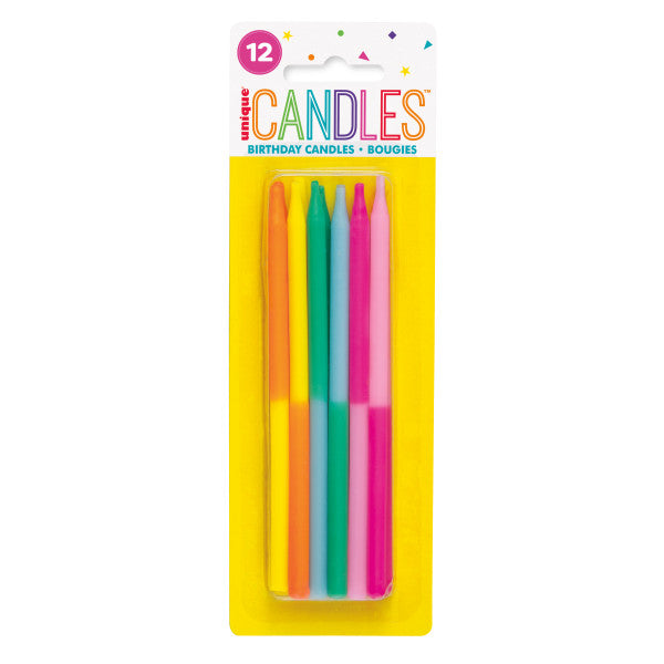 Pack of 12 Assorted Two-Color 5" Birthday Candles