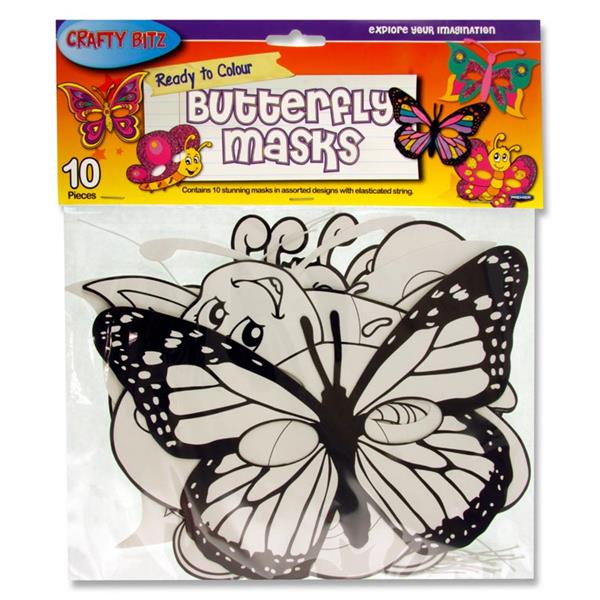 Pack of 10 Ready To Colour Butterfly Masks by Crafty Bitz– Shop Inc