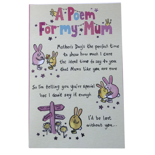 A Poem For My Mum, Mother's Day Greetings Card