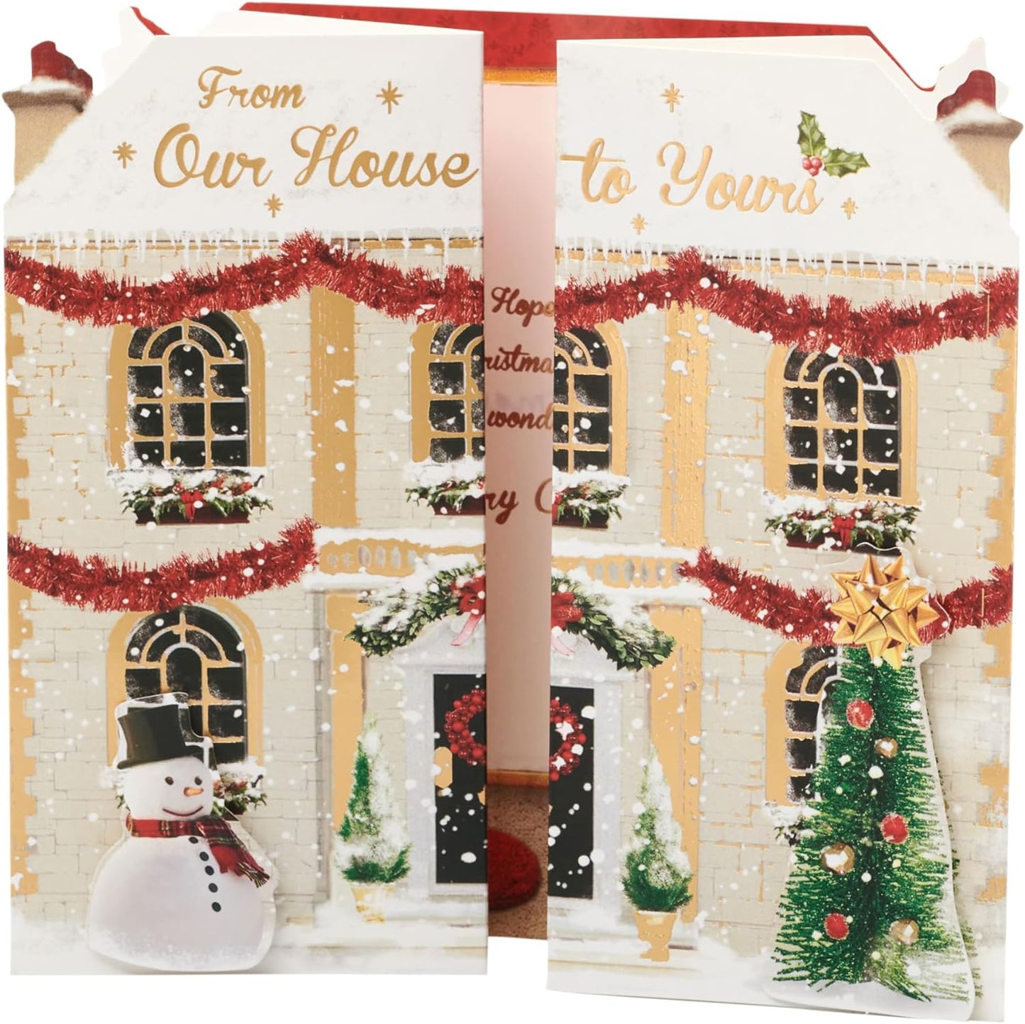 From Our House to Yours Christmas Card Festive House Shaped Design 