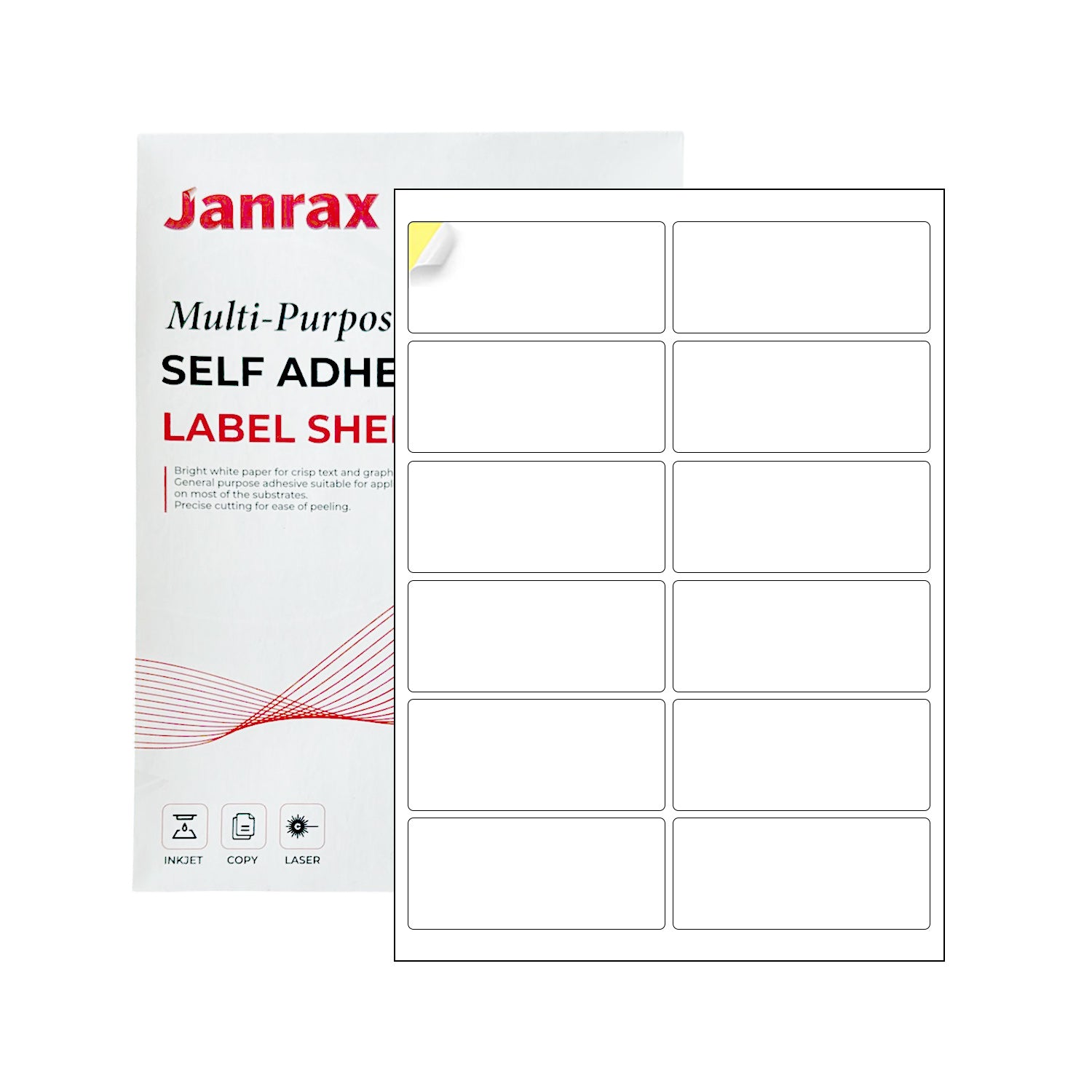 Pack of 1200 White 99x45mm Self Adhesive Labels (12 Labels per A4 Shee ...