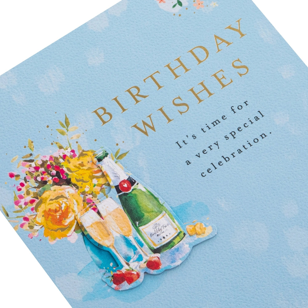 Champagne & Flowers Design Birthday Card