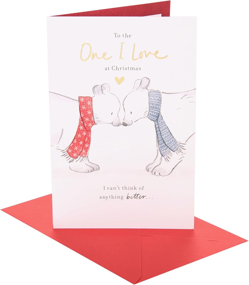 Bears Kissing One I Love Christmas Card