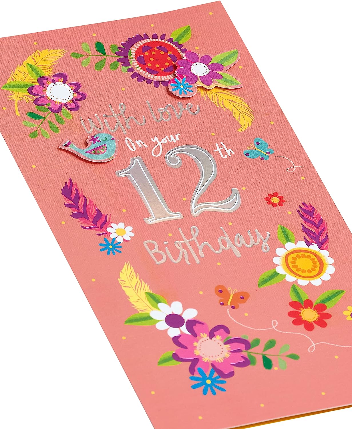 Pretty Flower Design 12th Birthday Card