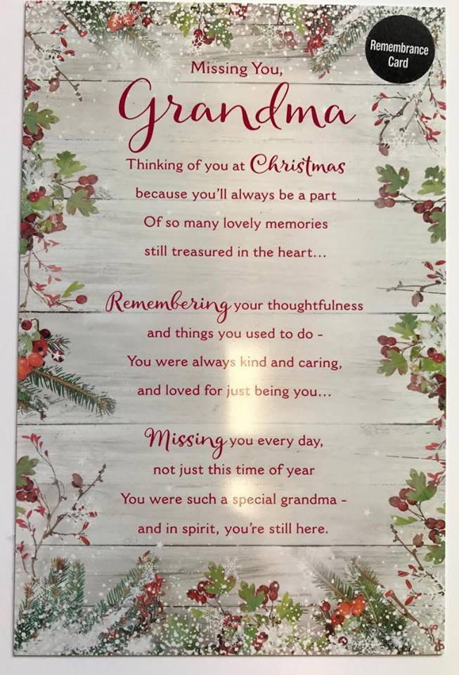 Missing You GRANDMA Special Words Remembrance Christmas Grave Memorial Card 