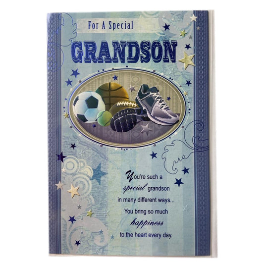 Special Grandson Sports Balls Design Sentimental Verse Birthday Card