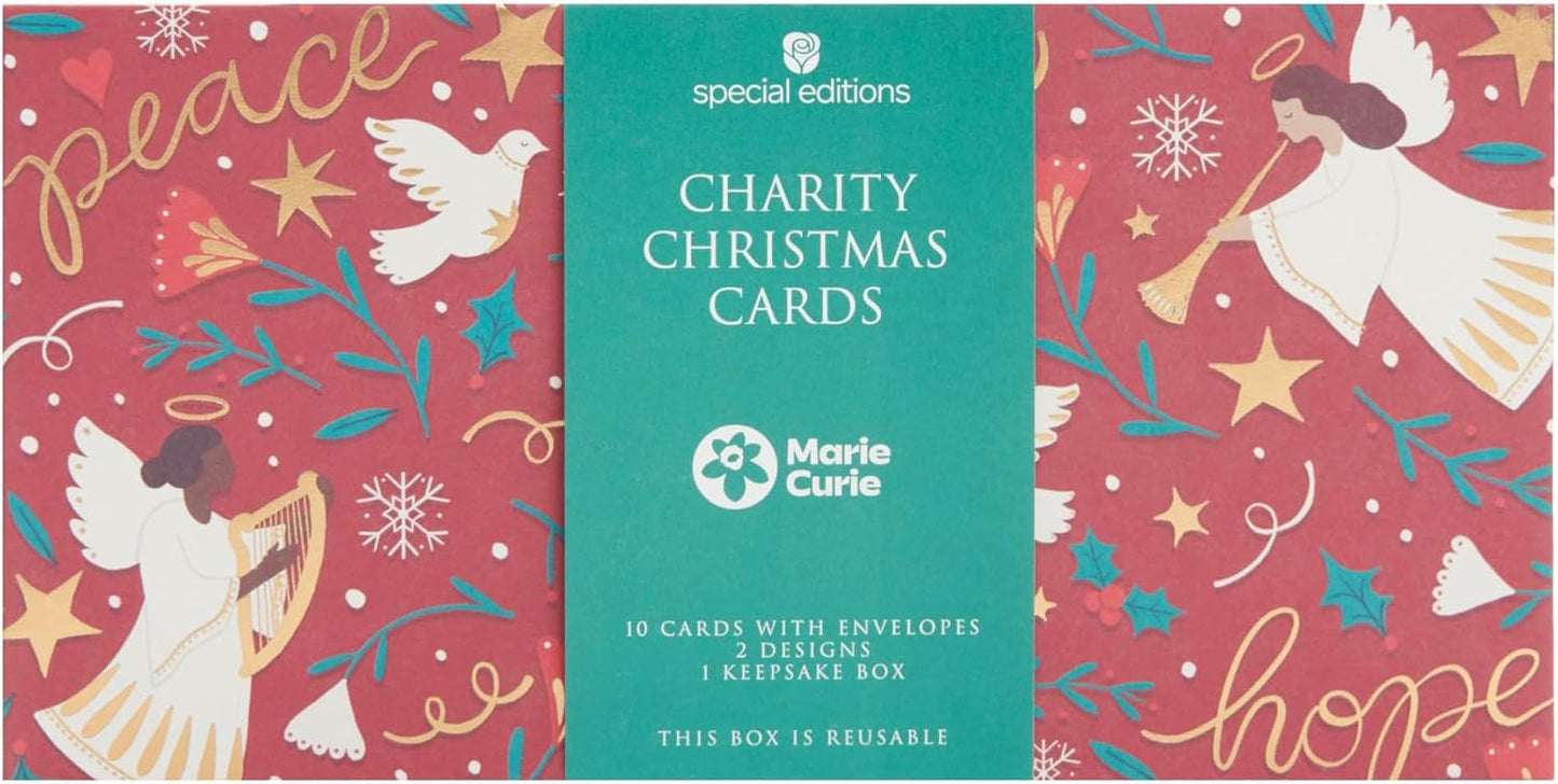 Box of 10 Marie Curie Charity Peace & Hope Christmas Cards With Envelopes