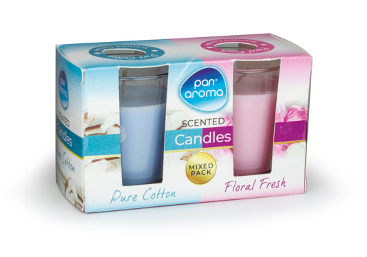 Pack of 2 Floral Fresh and Pure Cotton Scented Glass Candles