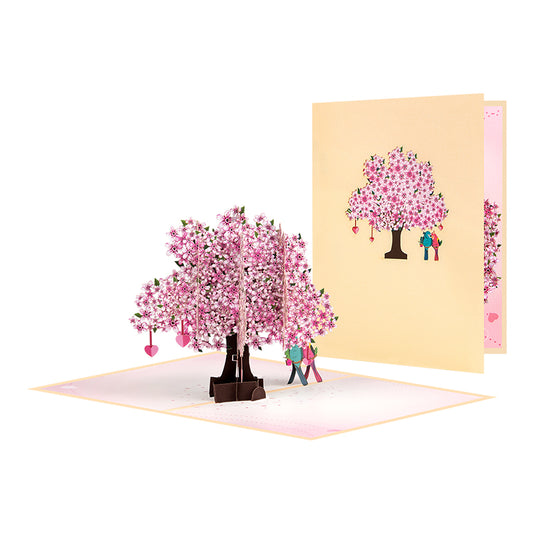 Lovebirds in Romantic Tree Scene Pop Up Card