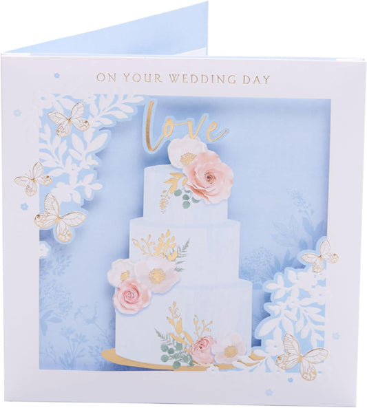 3D Effect Cake Design Wedding Congratulations Card