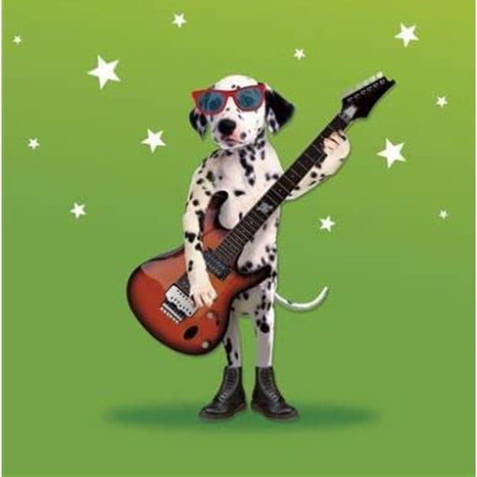 Dalmatian Dog Wearing Sunglasses and Playing Guitar Birthday Card