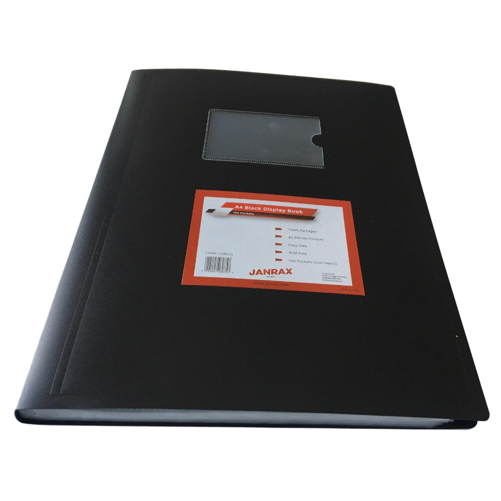 Pack of 10 A4 100 Pocket Black Flexible Cover Display Books