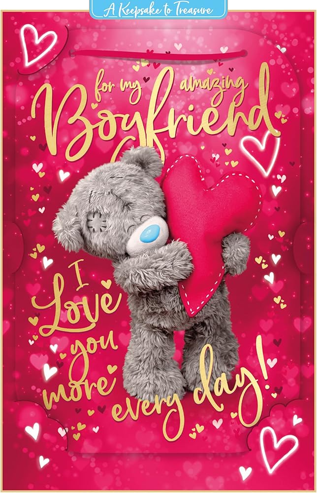 Bear Holding Red Heart Boyfriend Keepsake 3D Valentine's Day Card