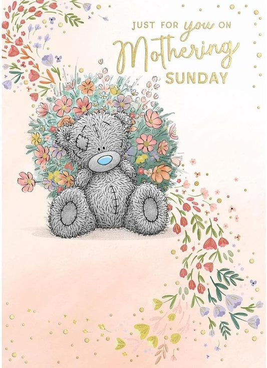 Bear Sitting Infront Of Flowers Mothering Sunday Mother's Day Card