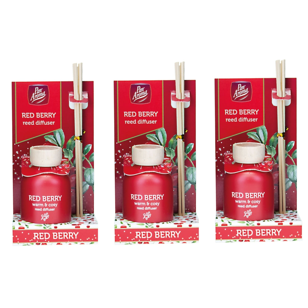 Pack of 3 Pan Aroma Red Berry Reed Diffusers 50ml– Shop Inc