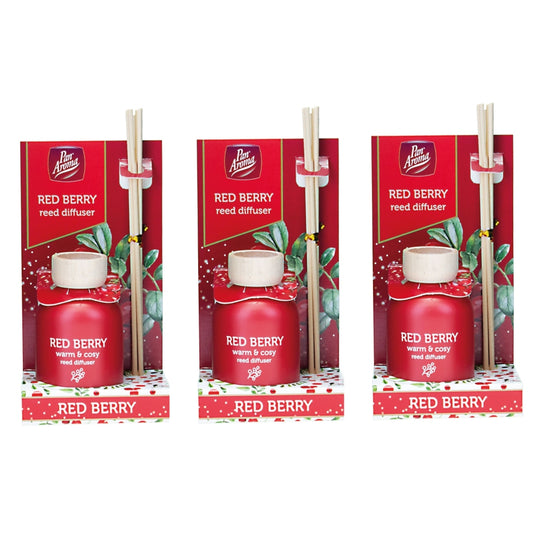 Pack of 3 Pan Aroma Red Berry Reed Diffusers 50ml