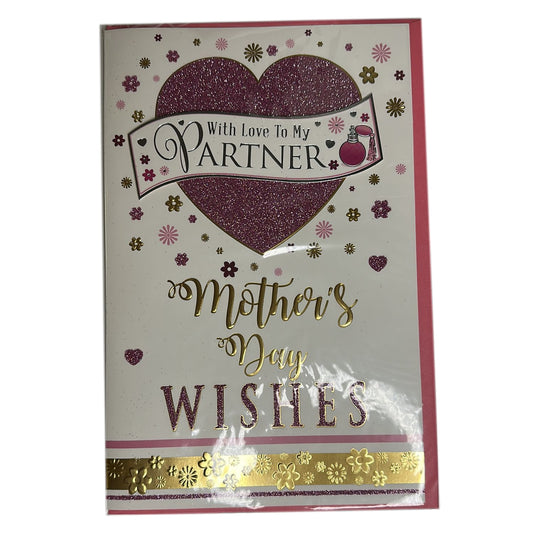 To Partner Glitter Heart Design Mother's Day Card