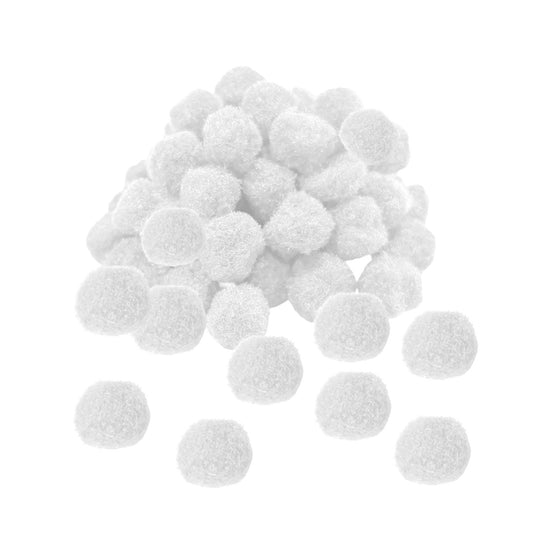 Pack of 50 White Pom Poms 1.5cm – Soft Fluffy Craft Balls