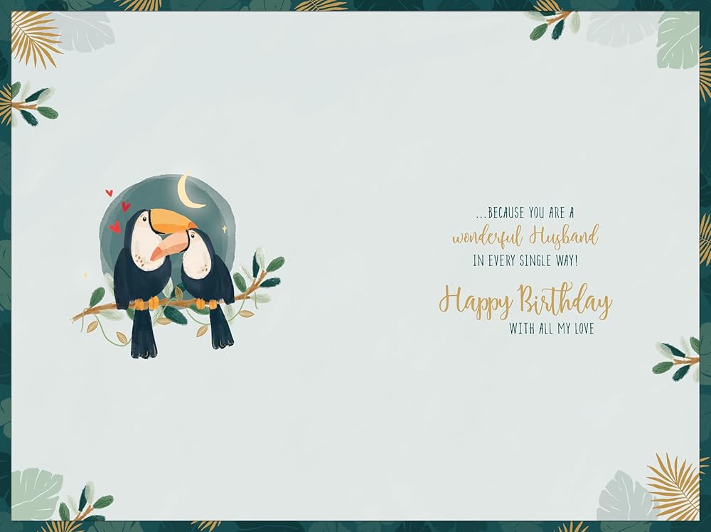 Toucans Design With Loving Words Husband Birthday Card