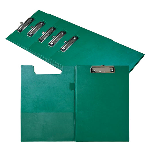 Pack of 6 A4 Dark Green Foldover Clipboards
