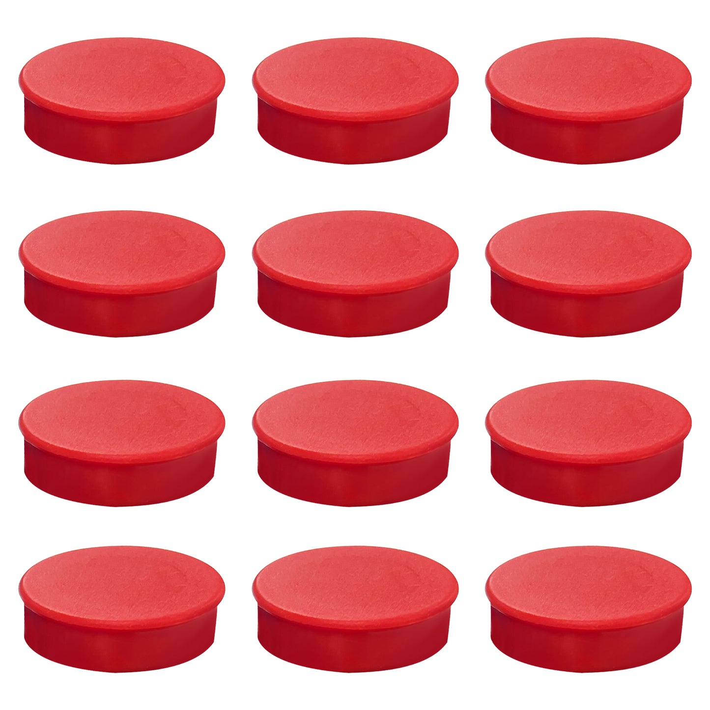 Pack of 36 Red Coloured Round Flat Magnets - 24mm Whiteboard Notice Board Office Fridge