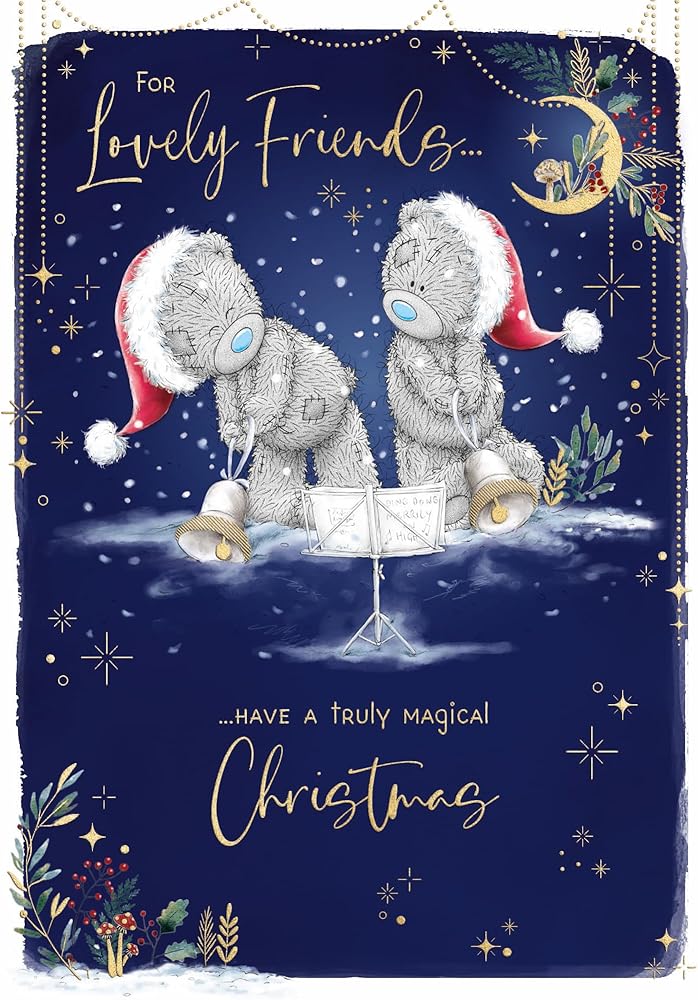 Bears And Bells For Lovely Friends Christmas Card