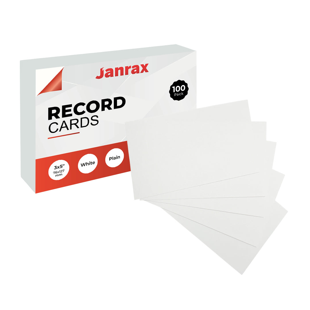 Pack of 600 White Plain 5x3" Record Cards – Blank Study Index Cards for Notes, Revision