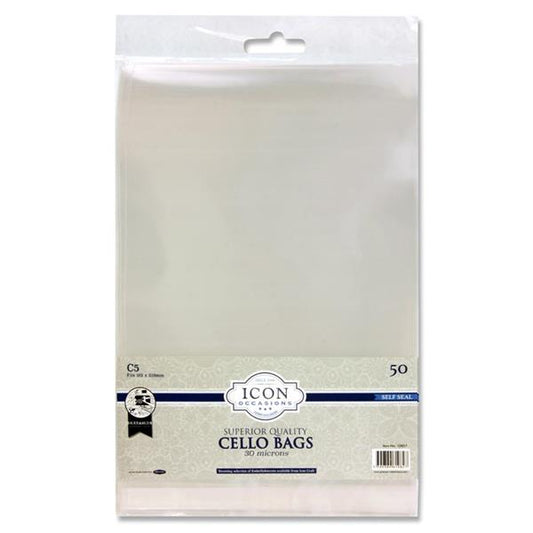 Pack of 50 C5 Self Seal Cello Bags by Icon Occasions
