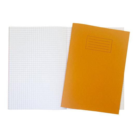 Pack of 10 Janrax A4 Orange 80 Page 7mm Squared Paper Exercise Books WF Paper with 225gsm Manilla Cover
