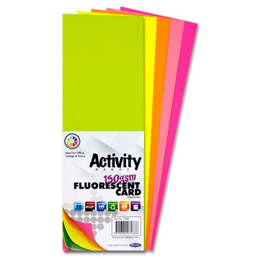 4" x 12" 150gsm 50 Sheets Fluorescent Card by Premier Activity