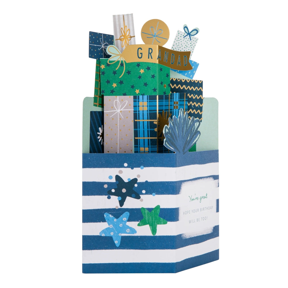3D Pop-Up Stack of Presents Design Grandad Birthday Card