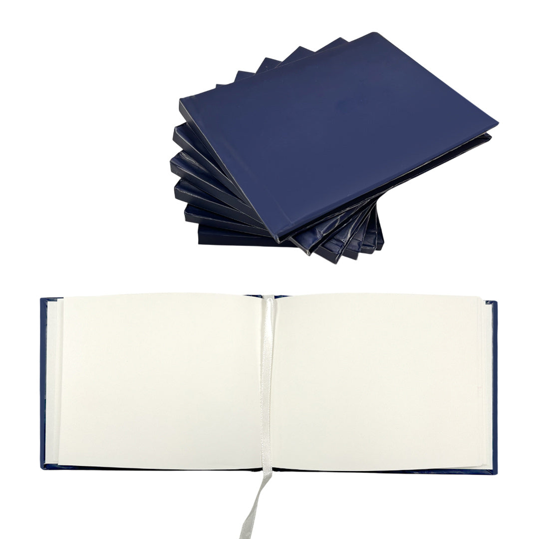 Pack of 60 Plain Cover 100 Pages Navy Blue Autograph Books – School Leavers Signature, End of Term Memory Book