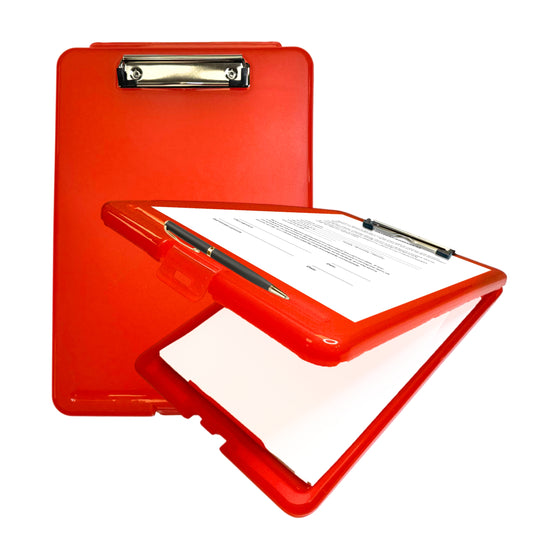 Pack of 2 A4 Red Clipboard Box Files - Storage Filing Case