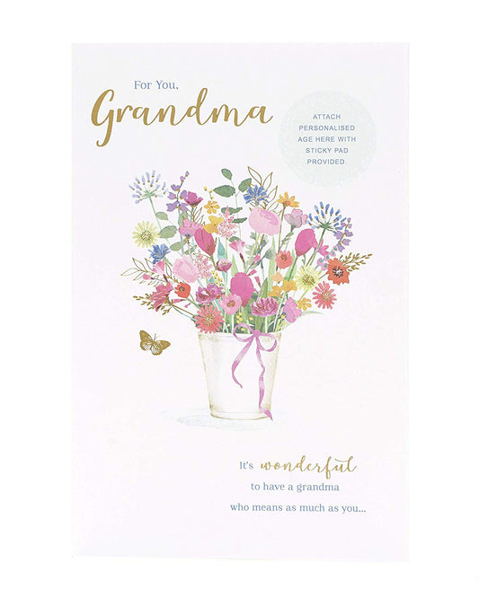 Grandma Birthday Card with Nice Verse Personalised Age: Choose from 40th, 50th, 60th, 70th, 80th, 90th
