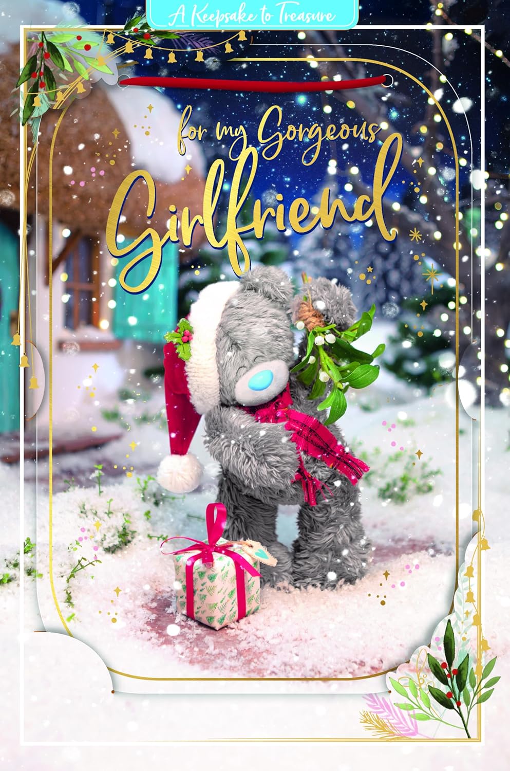 Bear With Mistletoe 3D Holographic Gorgeous Girlfriend Christmas Card Shop Inc Bear With Mistletoe 3D Holographic Gorgeous Girlfriend Christmas Card Shop Inc