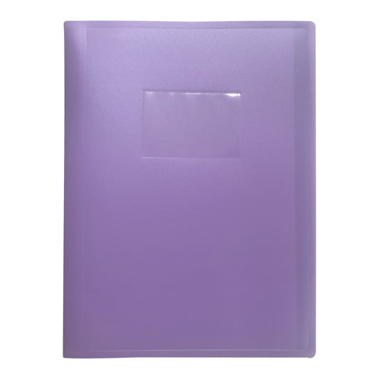 Pack of 12 A4 Pastel Purple Coloured Flexicover 20 Pocket Display Books with Card Pocket