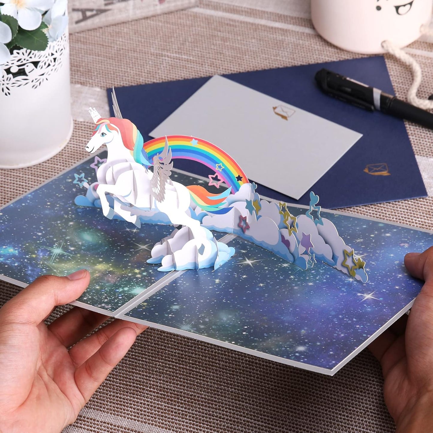 Stereoscopic Unicorn Galaxy 3D Pop Up Greeting Card - Kids Theme Birthday