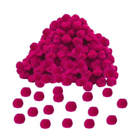Pack of 250 Hot Pink Pom Poms 1.5cm – Soft Fluffy Craft Balls