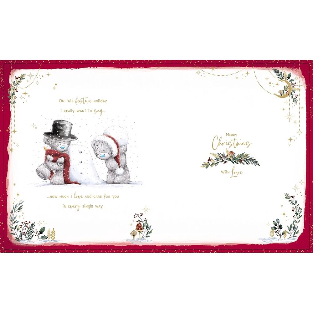 Bears And Snowman Boyfriend Luxury Boxed Handmade Christmas Card