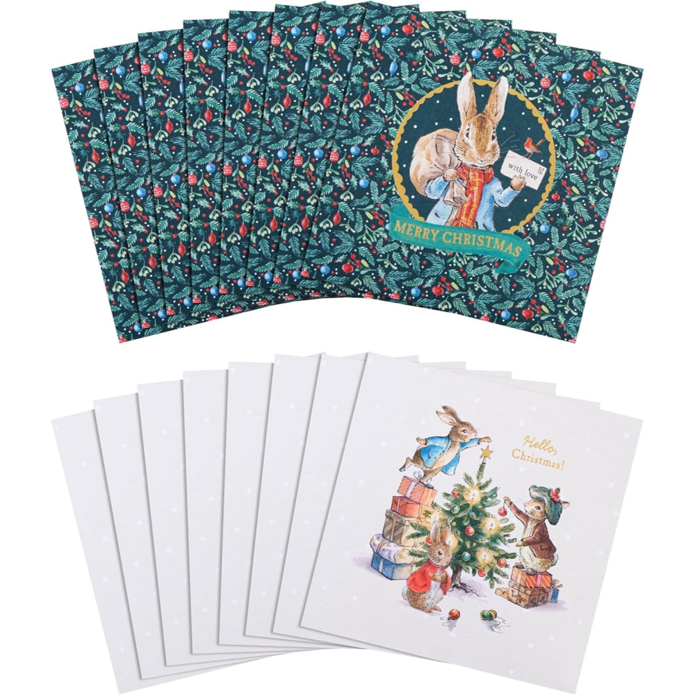 Peter Rabbit Beatrix Potter Pack of 16, 2 Designs, MultiPack Christmas Cards